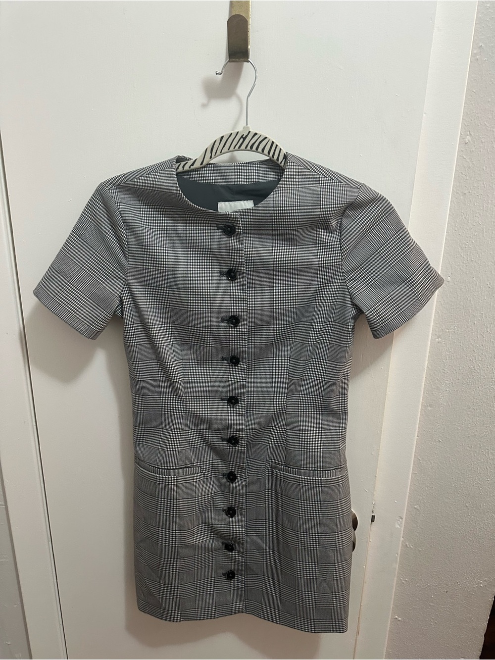 Abercrombie & Fitch Black and Grey Plaid Button-Front Dress